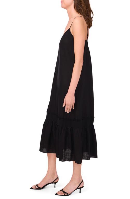 Halogen ® V-neck A-line Midi Dress In Rich Black