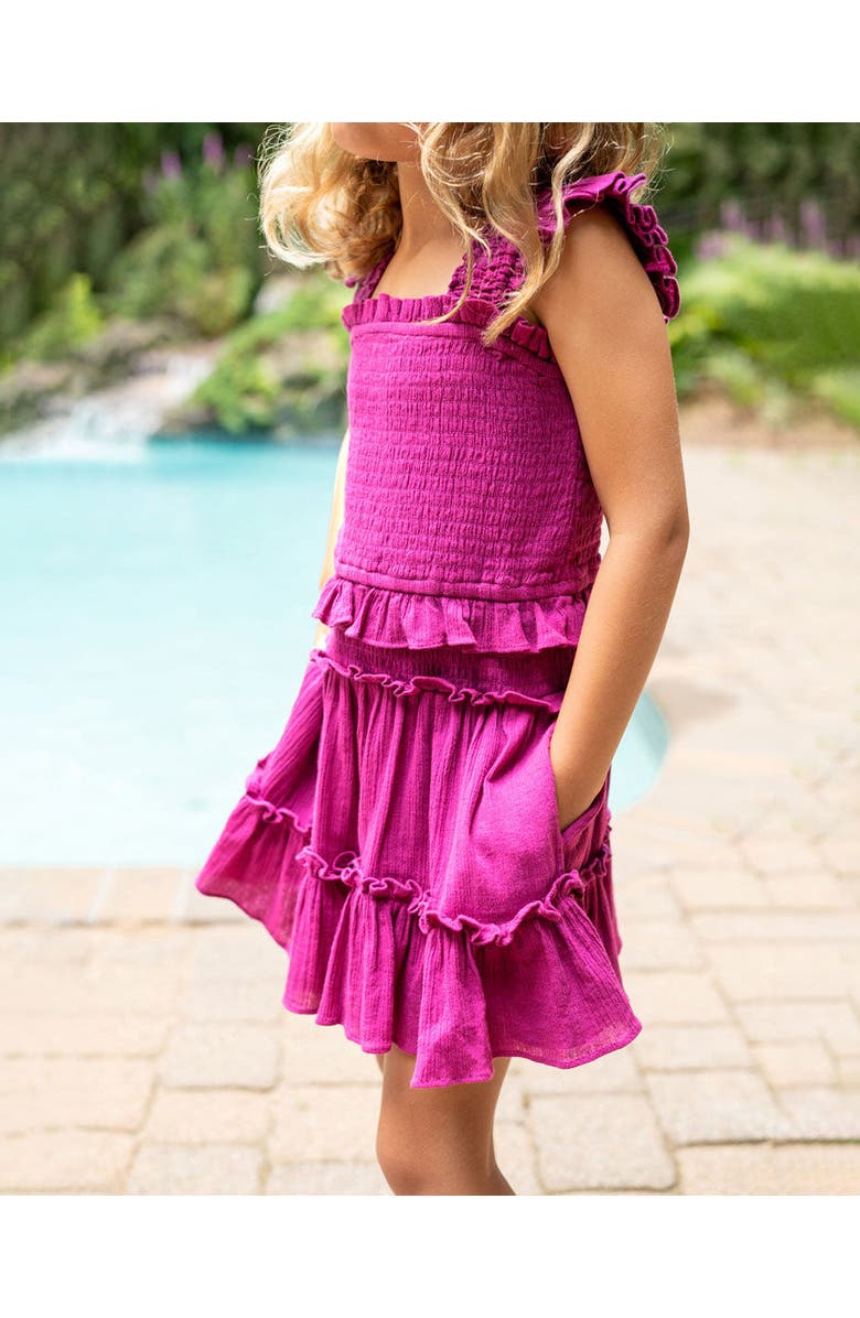 Change of Scenery Zoe Smocked Bodice Tiered Ruffle Dress, Alternate, color, Plum