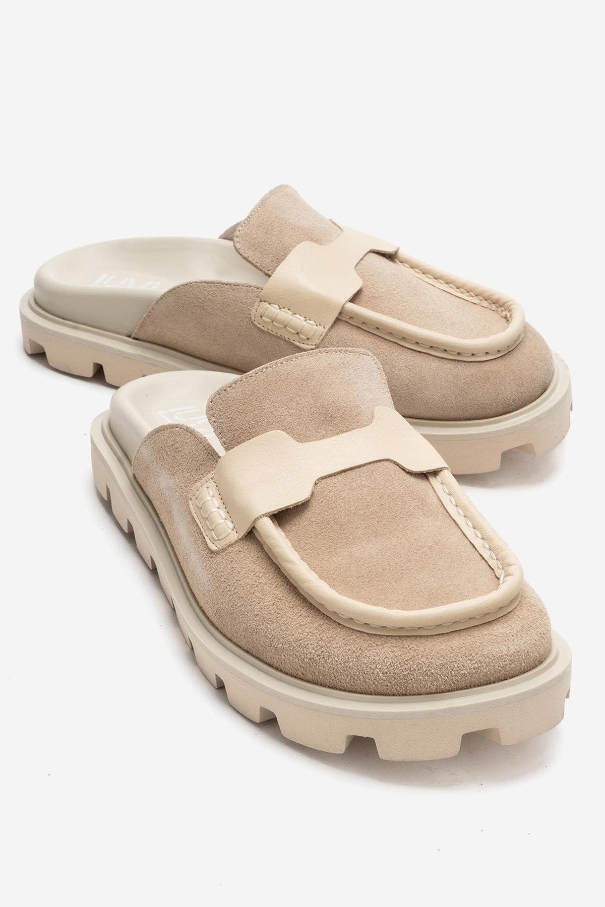 Forever & Always Shoes Vela Leather Slipper, Main, color, Beige Suede