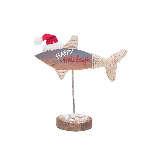 Wood Carved Fish Christmas Tree Ornament