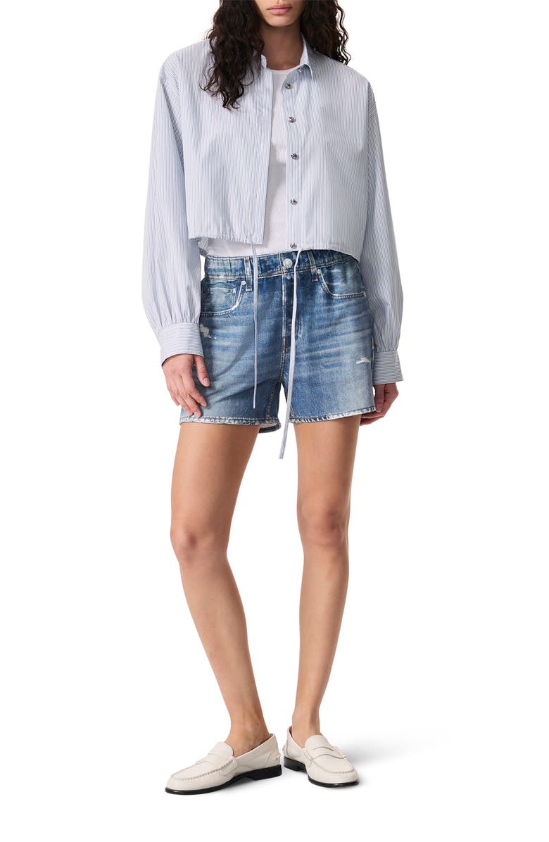 rag & bone Georgie Stripe Poplin Shirt, Alternate, color, Fog Stripe