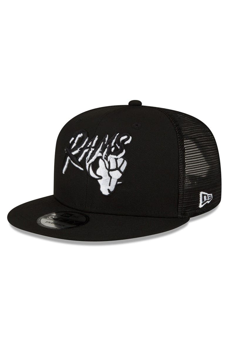 Men's New Era Black Los Angeles Rams Graffiti Script 9FIFTY Snapback ...