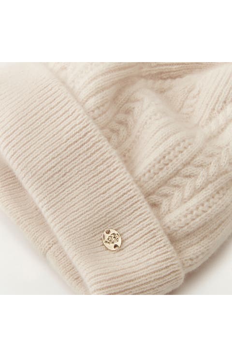 Moss Cashmere Pom Beanie