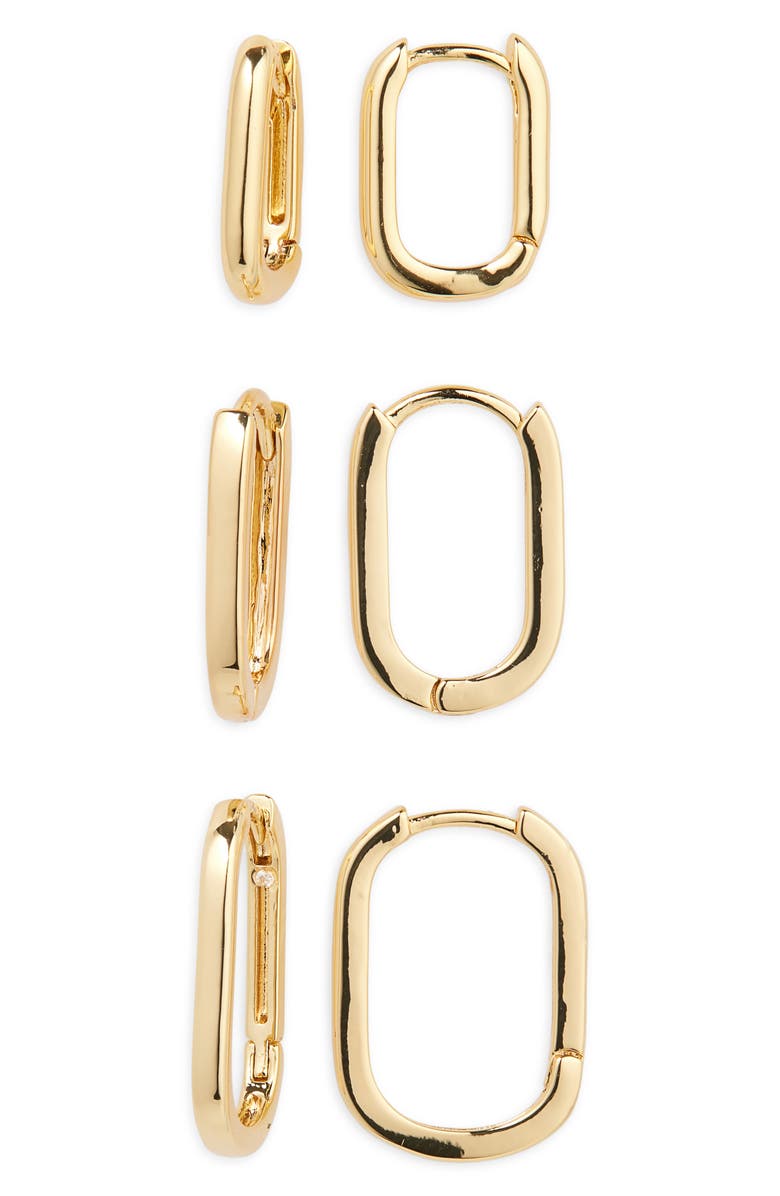 Nordstrom Set of 3 Oval Hoop Earrings, Main, color, 