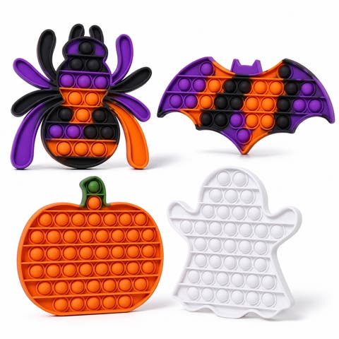 Halloween Pop It Fidget Toys, Silicone Spider, Pumpkin, Ghost & Bat Bubble Pop Fidget Toy for Stress Relief, Holiday Gift Set for Kids and Adults