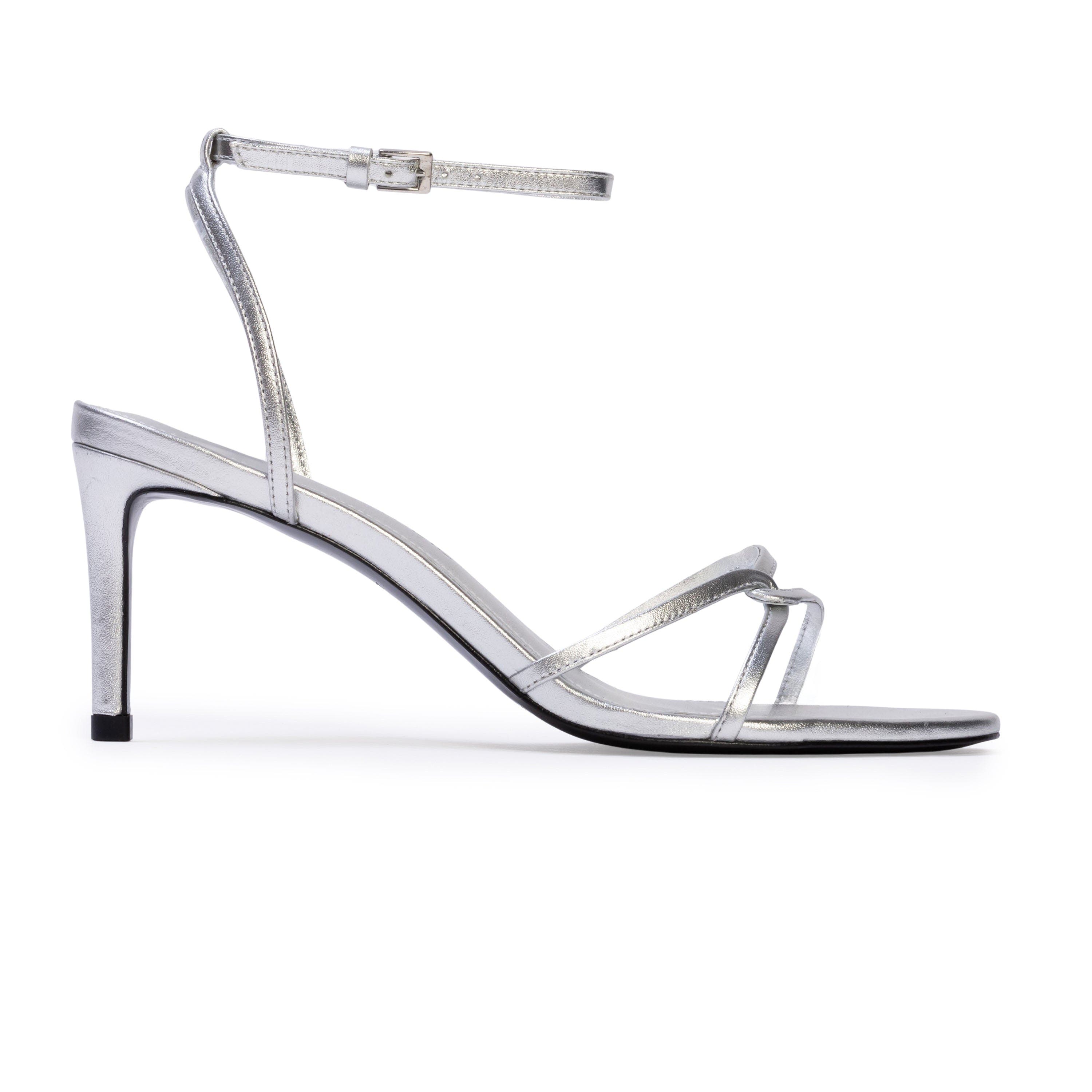 BLACK SUEDE STUDIO Miley 70 Sandal, Main, color, Silver Metallic Leather