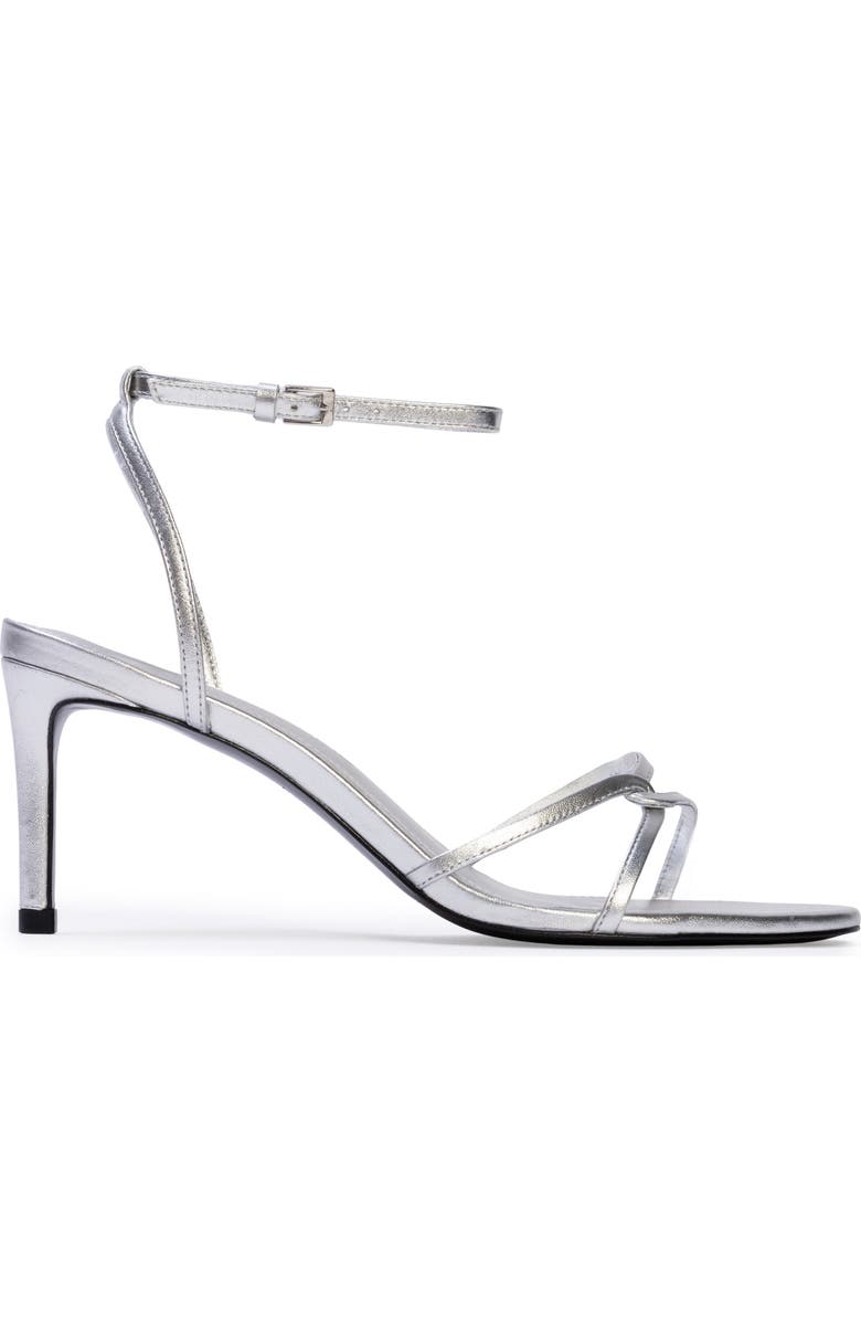 BLACK SUEDE STUDIO Miley 70 Sandal, Main, color, Silver Metallic Leather