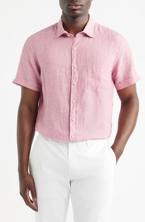 Palm Beach Sports Fit Short Sleeve Linen Button-Up Shirt