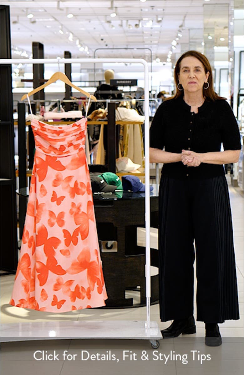 Kenna Print Strapless Midi Dress, sales video thumbnail