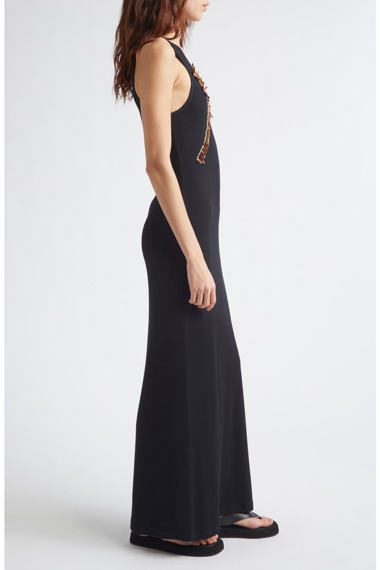Palm Embroidered Tank Dress, Alternate, color, BLACK
