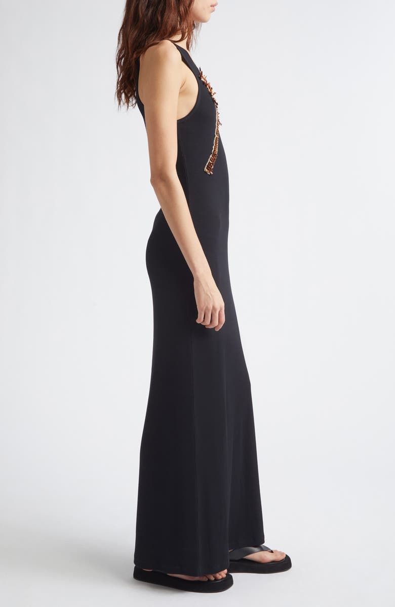 Rabanne Palm Embroidered Tank Dress, Alternate, color, Black