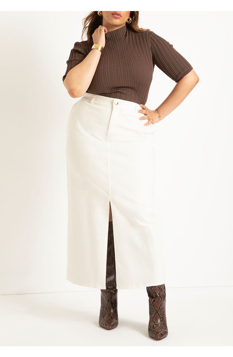 ELOQUII Sleek Funnel Neck Elbow Sleeve Sweater, Alternate, color, Naval Blue