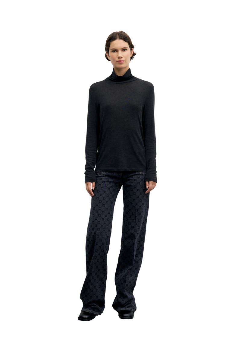 Reine Roll Neck Merino Wool Sweater, Alternate, color, Charcoal