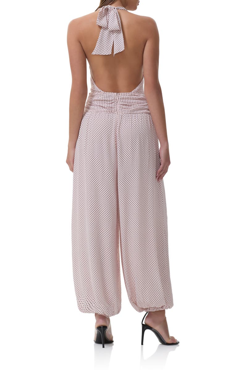 AFRM Robin Pin Dot Halter Neck Jumpsuit, Alternate, color, Mauve Pin Dot