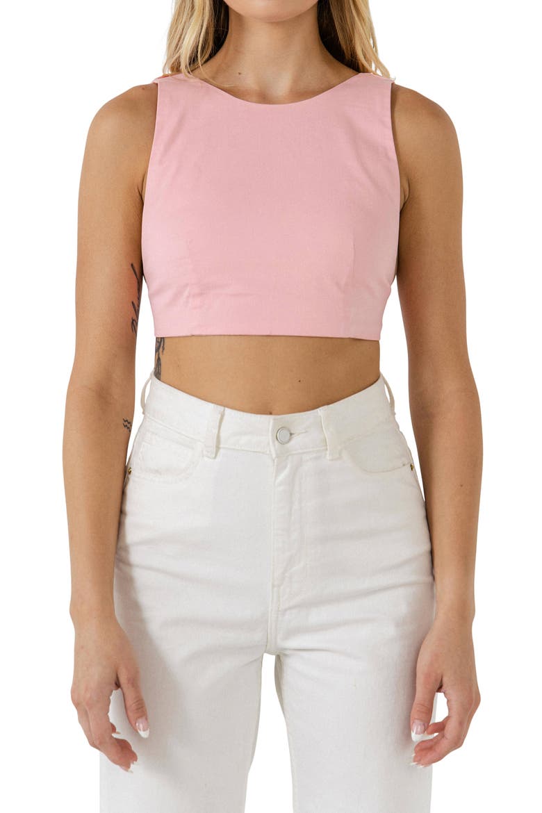 Open Elastic Back Crop Tank, Alternate, color, PINK