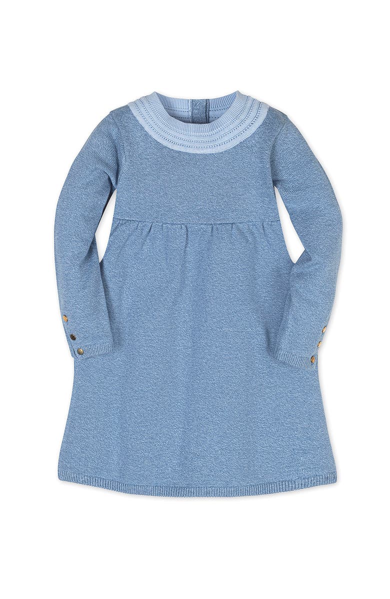Hope & Henry Kids' Organic Long Sleeve Empire Sweater Dress with Collar Detail, Main, color, Medium Blue Marl