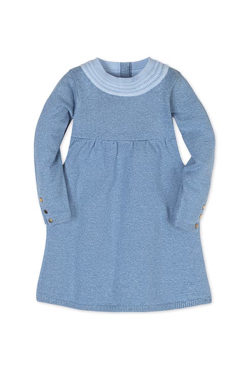 Kids' Organic Long Sleeve Empire Sweater Dress with Collar Detail (Toddler, Little Kid and Big Kid)