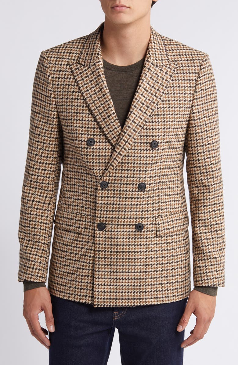 HUGO Arti Extra Slim Fit Houndstooth Stretch Sport Coat, Alternate, color, Dark Brn