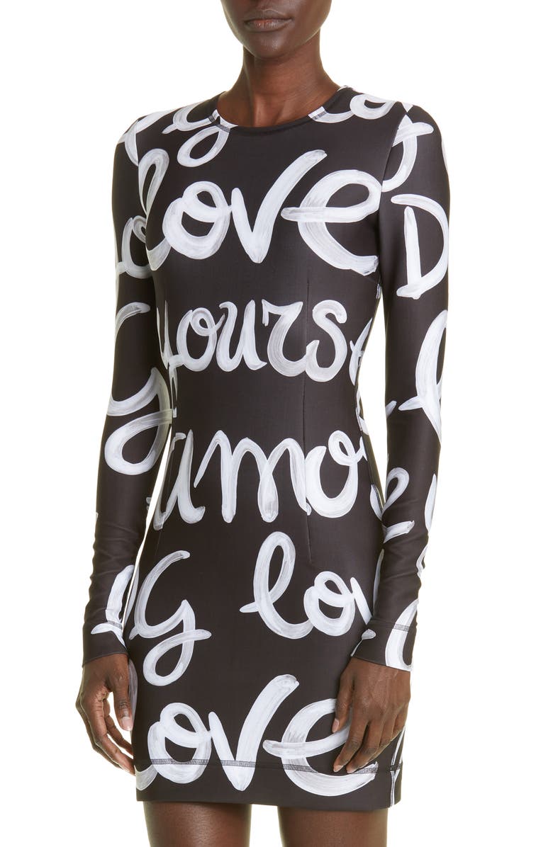 Dolce&Gabbana Love Yourself Stretch Jersey Minidress, Alternate, color, 