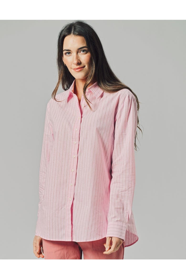The Washed Linen Shirt, Alternate, color, Pink/Tan Stripe
