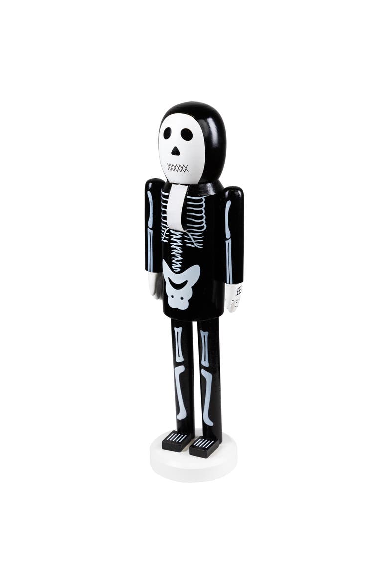 Skeleton Wooden Halloween Nutcracker - 14" - Black and White, Alternate, color, Black