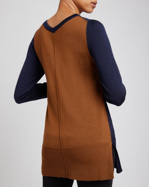 Santorelli Tori Color Block Knit Sweater In Space Blue