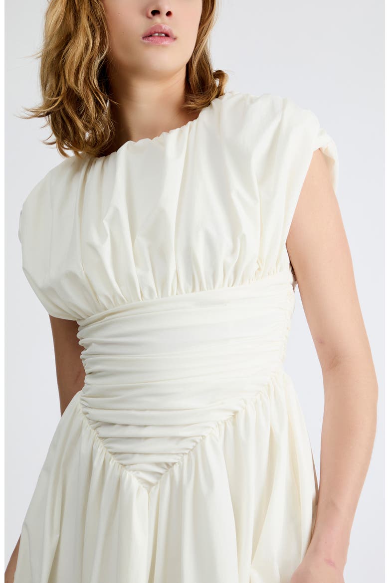 Thea Ruched Waist Midi Dress, Alternate, color, WHITE