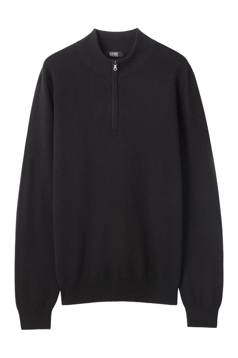 Essential Half-Zip Cashmere Sweater, Alternate, color, black