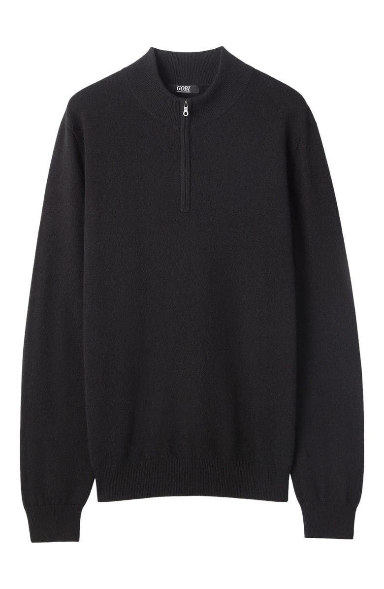 GOBI Mongolian Cashmere Essential Half-Zip Cashmere Sweater, Alternate, color, Black