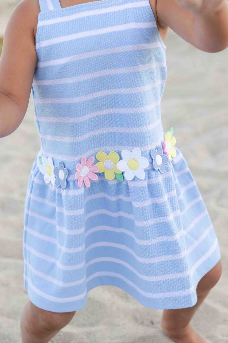 Stripe Knit Dress With Mulitcolor Flowers, Alternate, color, Light Blue/White