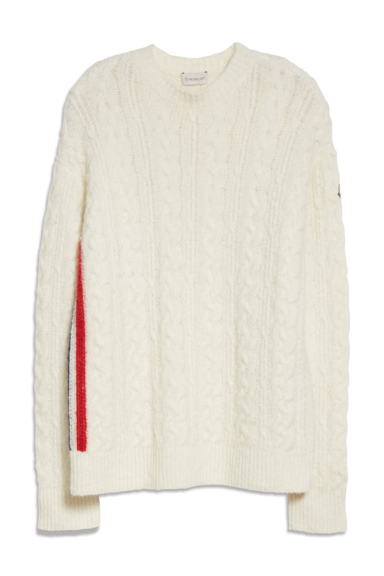 Mohair, Wool & Alpaca Cable Knit Sweater, Alternate, color, IVORY