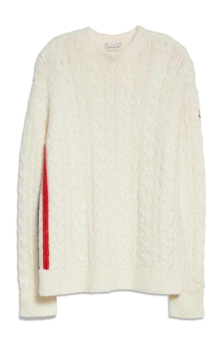 Moncler Mohair, Wool & Alpaca Cable Knit Sweater, Alternate, color, 