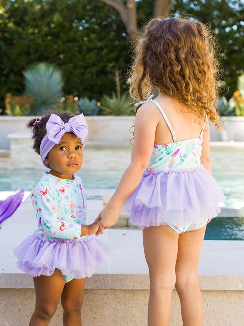 Rufflebutts Toddler Girls Upf50+ Tulle Skirted One Piece In Mermaid Princess