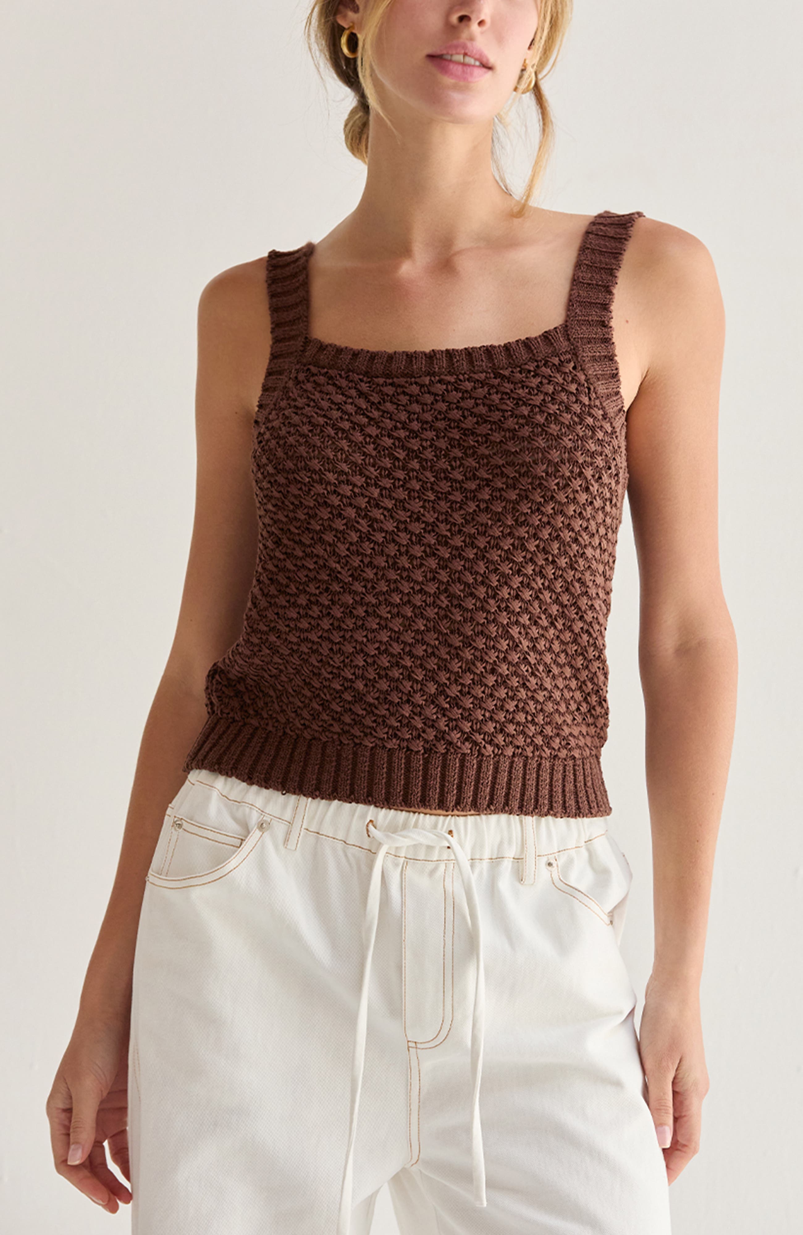 Basket Weave Knit Cardigan Tank Two Piece  Set - image 2