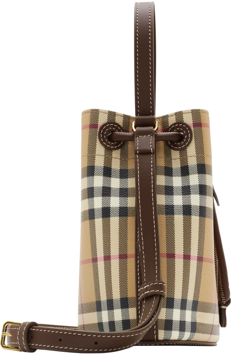 Burberry Mini Check Bucket Bag, Alternate, color, Archive Beige/Military