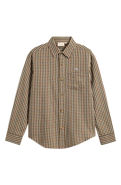 Kids' Plaid Long Sleeve Button Down Shirt