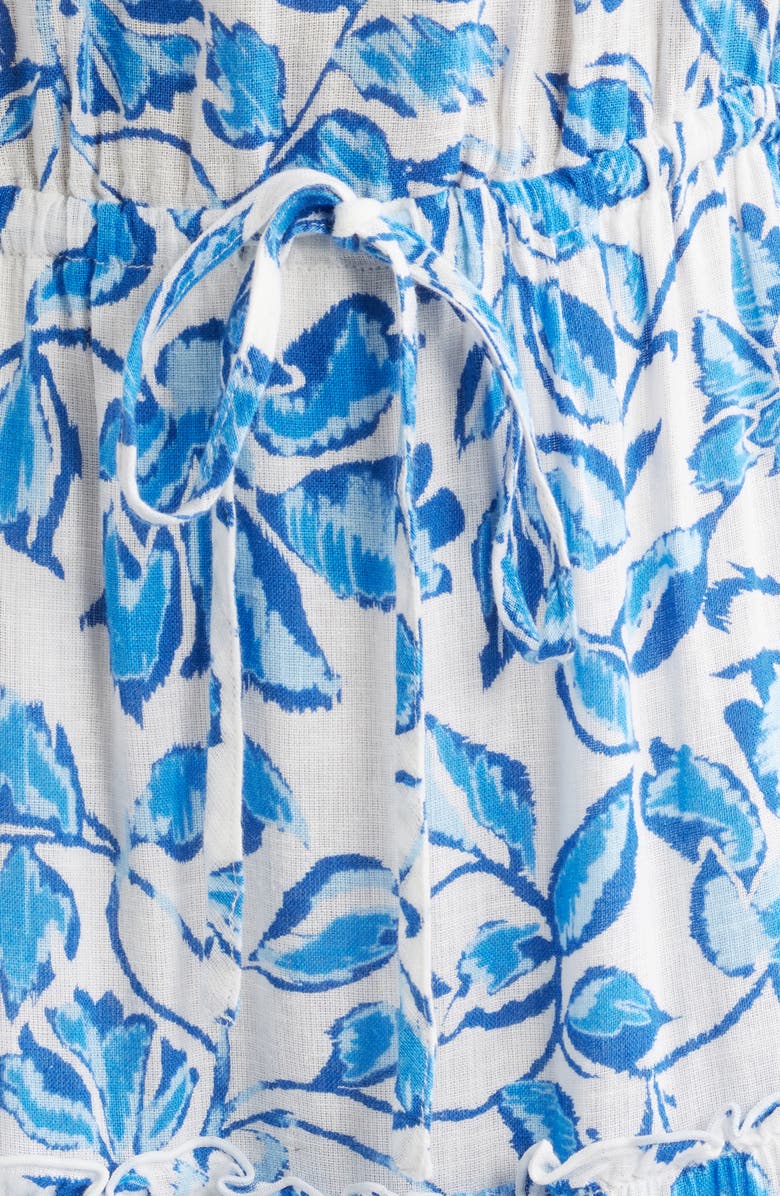 Rails Juni Floral Tie Waist Linen Blend Midi Dress, Alternate, color, Azure Jasmine