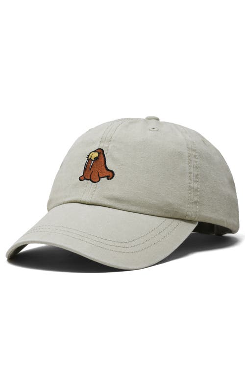 Dalix Walrus Embroidered Outdoor Cap In Washed Stone White