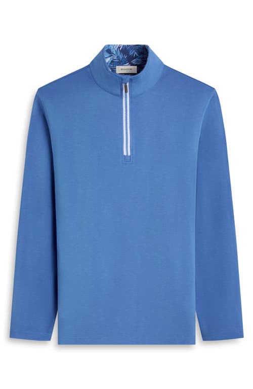 Bugatchi Solid Quarter Zip Pullover In Blue