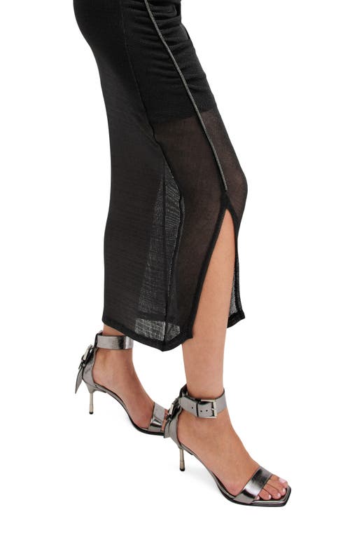 Shop Allsaints Nora Sparkle Long Sleeve Dress In Black Shimmer