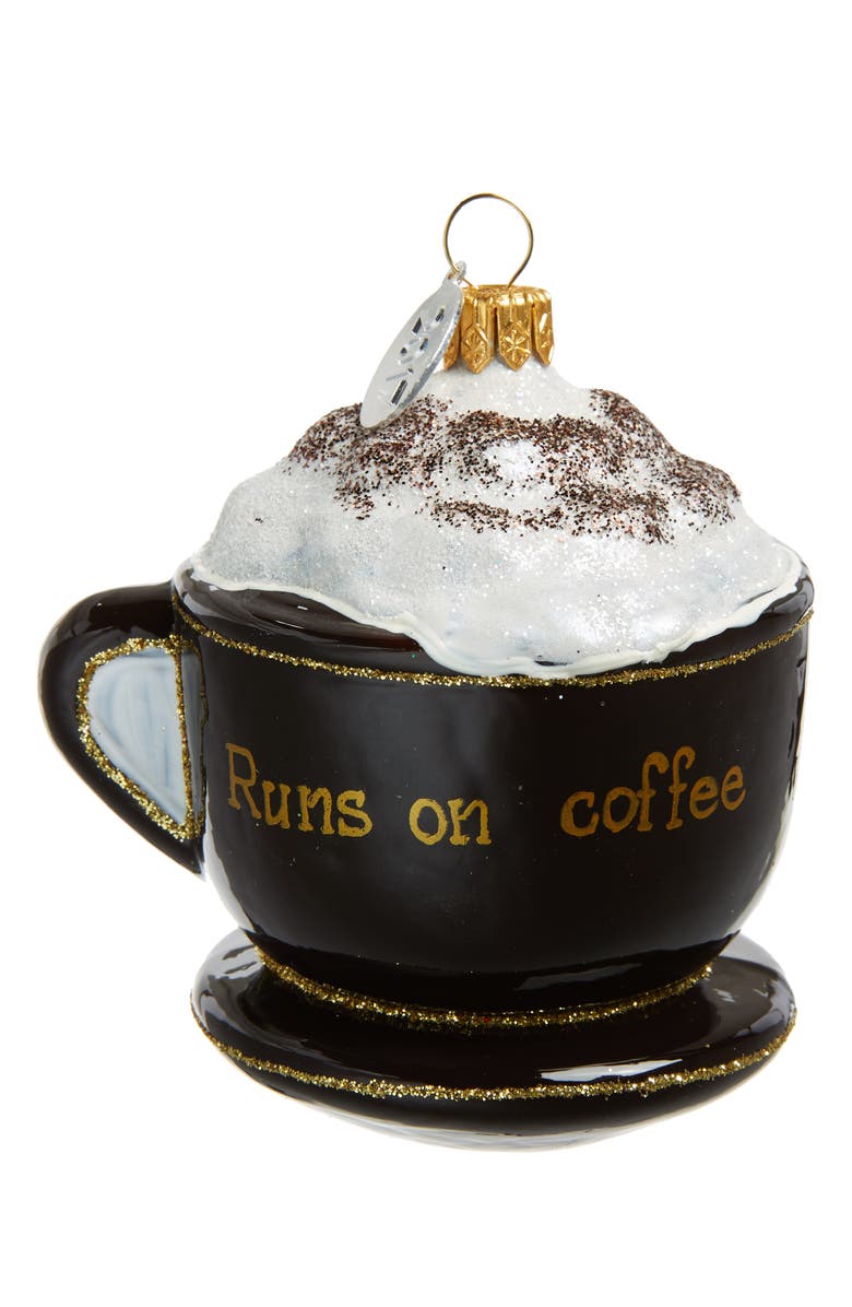 NORDSTROM AT HOME Runs on Coffee Glass Ornament, Main, color, 