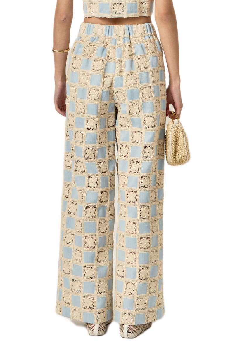 English Factory Embroidered Wide Leg Pants, Alternate, color, Powder Blue