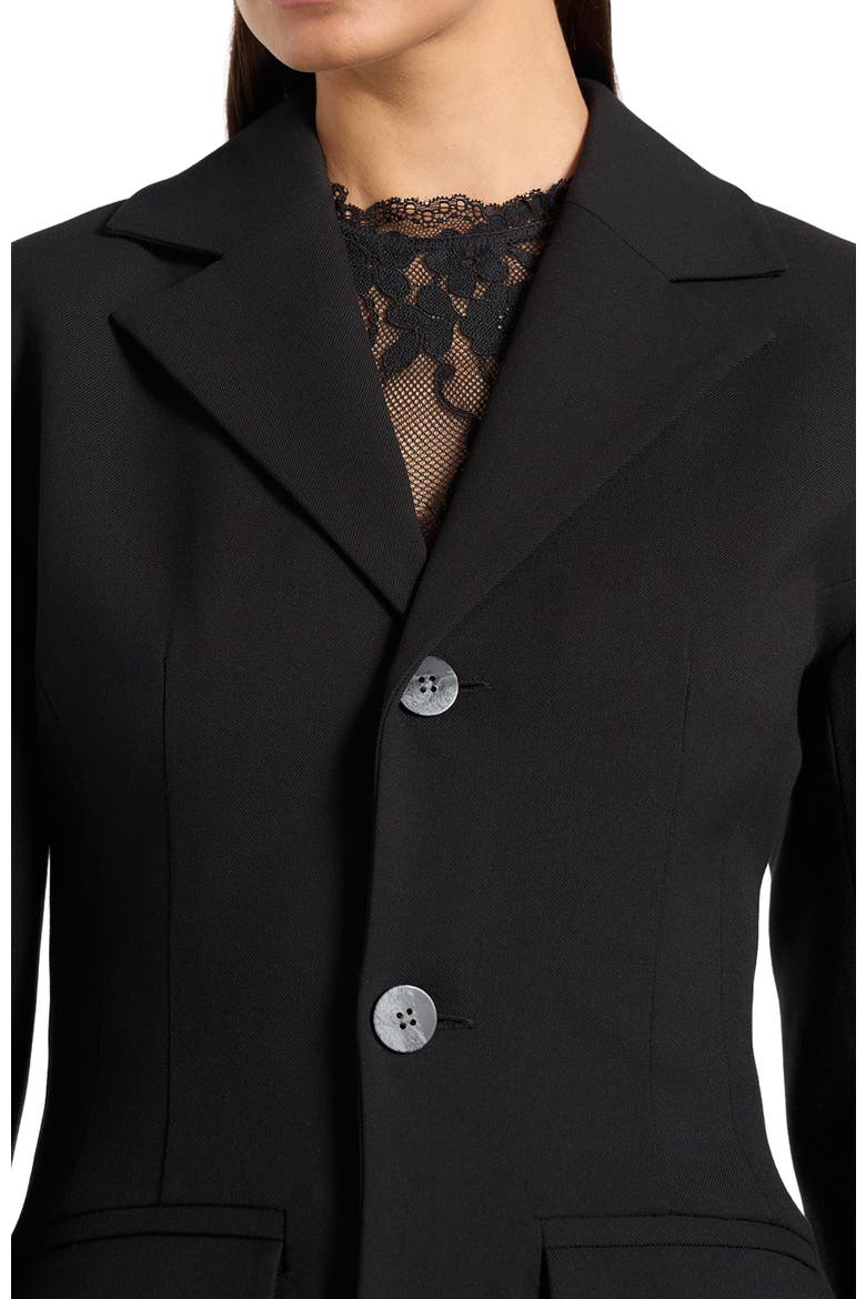 Claire Wide Shoulder Cinch Waist Blazer, Alternate, color, Black