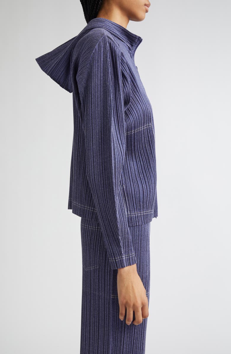 Pleats Please Issey Miyake Trompe l'Oeil Pleated Full Zip Jacket, Alternate, color, Blue