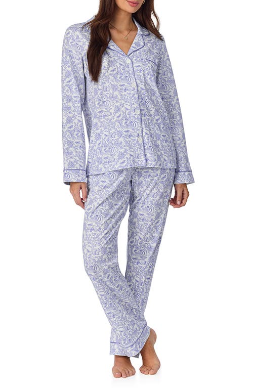 Bedhead Pajamas Striped Floral-print Pajama Set In Fairytale Forest