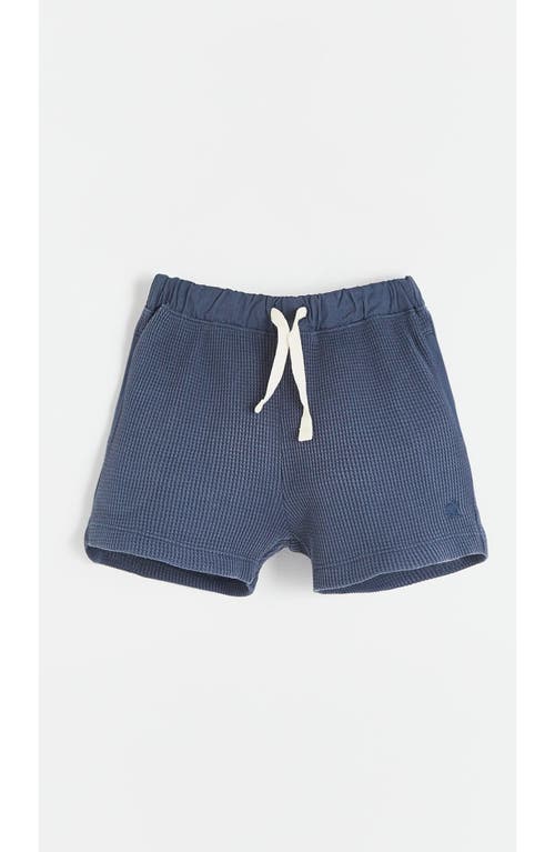 Babycottons Waffle Short For Little Kid & Big Kid In Blue