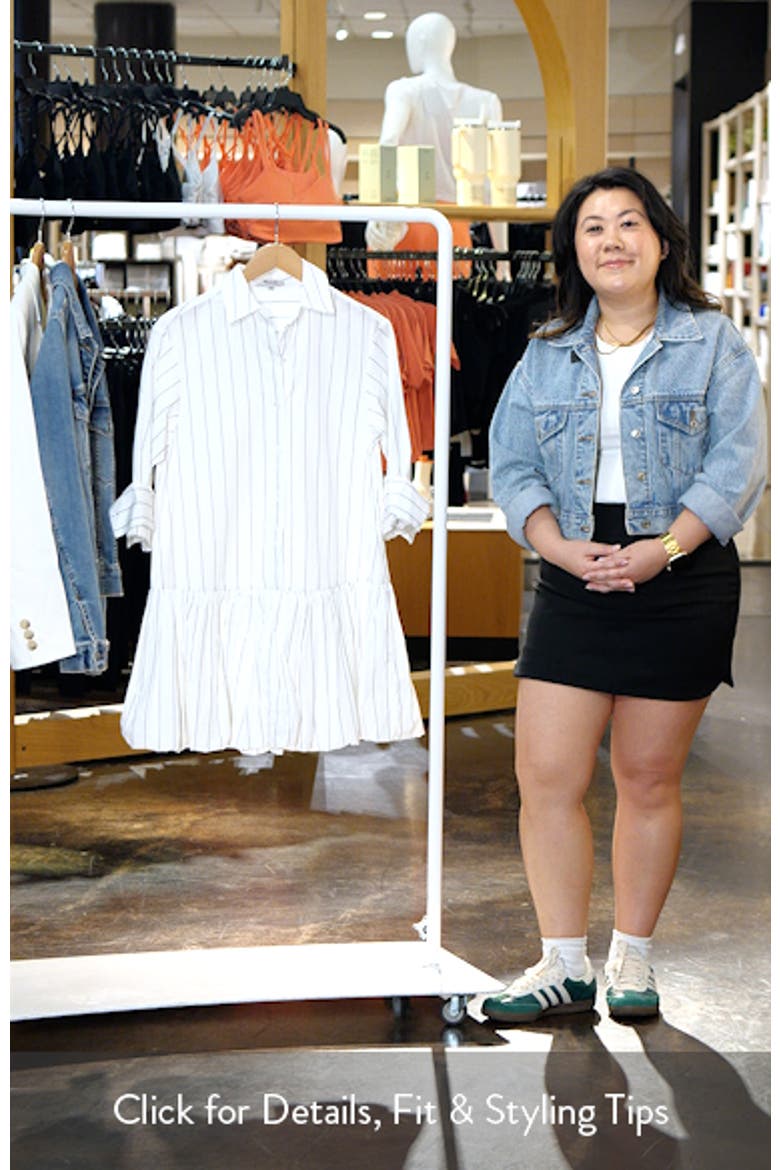 Pinstripe Poplin Bubble Hem Mini Shirtdress video