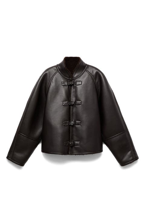 Faux Leather & Faux Shearling Reversible Jacket