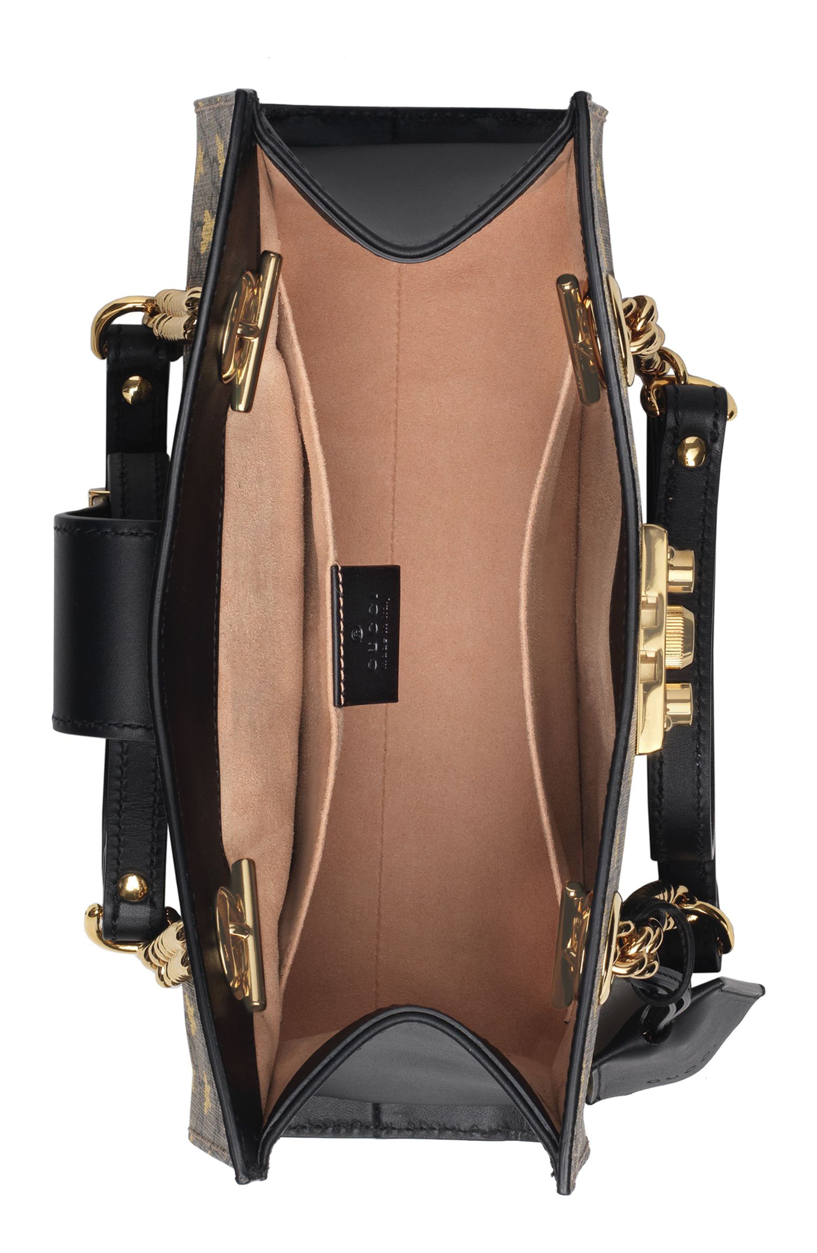 Gucci Small Padlock GG Supreme Bee Shoulder Bag, Alternate, color, 