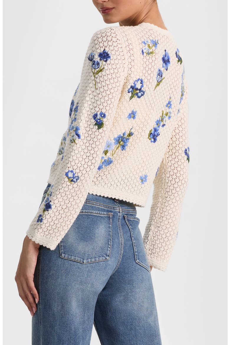 Anderson Floral Embroidered Cotton & Wool Cardigan, Alternate, color, FLEUR DE PARIS